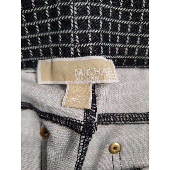 EUC Michael Kors Womens Leggings Slacks Pants Black White Check/Size Large - Picture 3 of 6